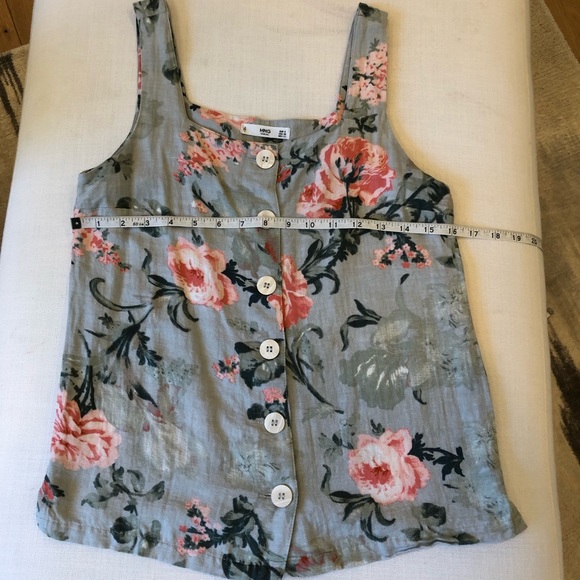 Mango - Ming Floral Button Front Tank Top - Size XS - Picture 4 of 6